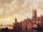 River Landscape with a Windmill and a Ruined Castle sdg GOYEN, Jan van